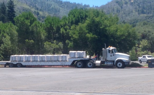   75,000 pounds of PAK 27 await unloading at a public boat ramp.  